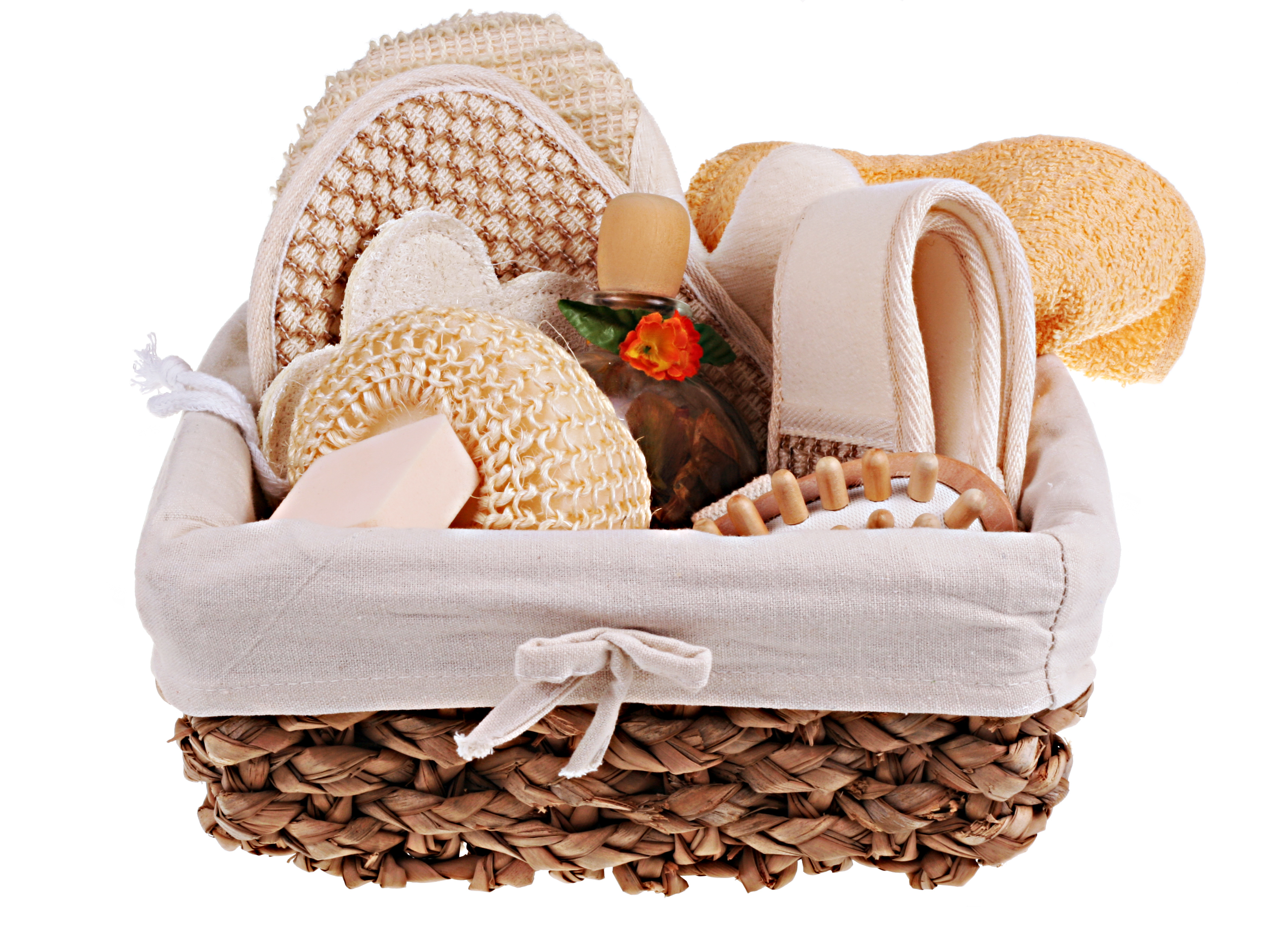 hotel spa bath and body basket