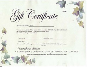 Frisco Inn on Galena Gift Certificates
