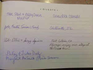 Frisco Colorado Hotels Guest Book