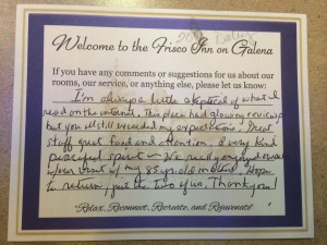 Frisco Colorado Hotels Guest Book